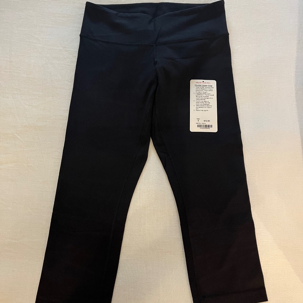 Gently Worn Lululemon "WUNDER UNDER CROP" Size 8, Mid Rise - 3 Pairs Available - Picture 3 of 6
